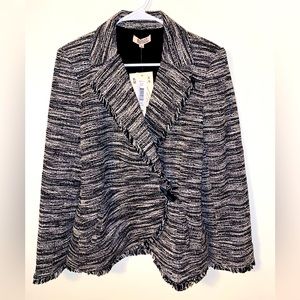 Badgley Mischka black & white bouclé jacket size M